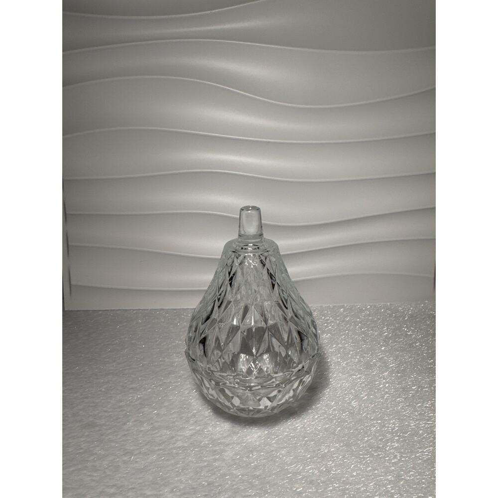 Vintage Faceted Glass Pear Shaped Trinket Box